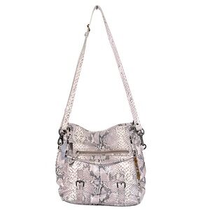 COLE HAAN SNAKESKIN PYTHON LEATHER SHOULDER CROSSBODY
BAG GRAY BEIGE